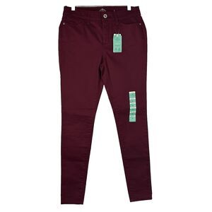 St Johns Bay Jeans Womens 2 Skinny Leg Ankle  Deep Red Stretch Denim Mid Rise